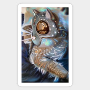 Golden armor knight cat, AI art Sticker